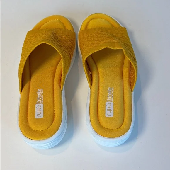 Ryka Ortholite Golden Yellow Slide Sandals. Size 8w - Picture 3 of 7